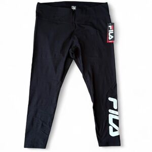 NWT Fila Women's Speed Logo Tights Plus Size 3X Black Cotton Stretch